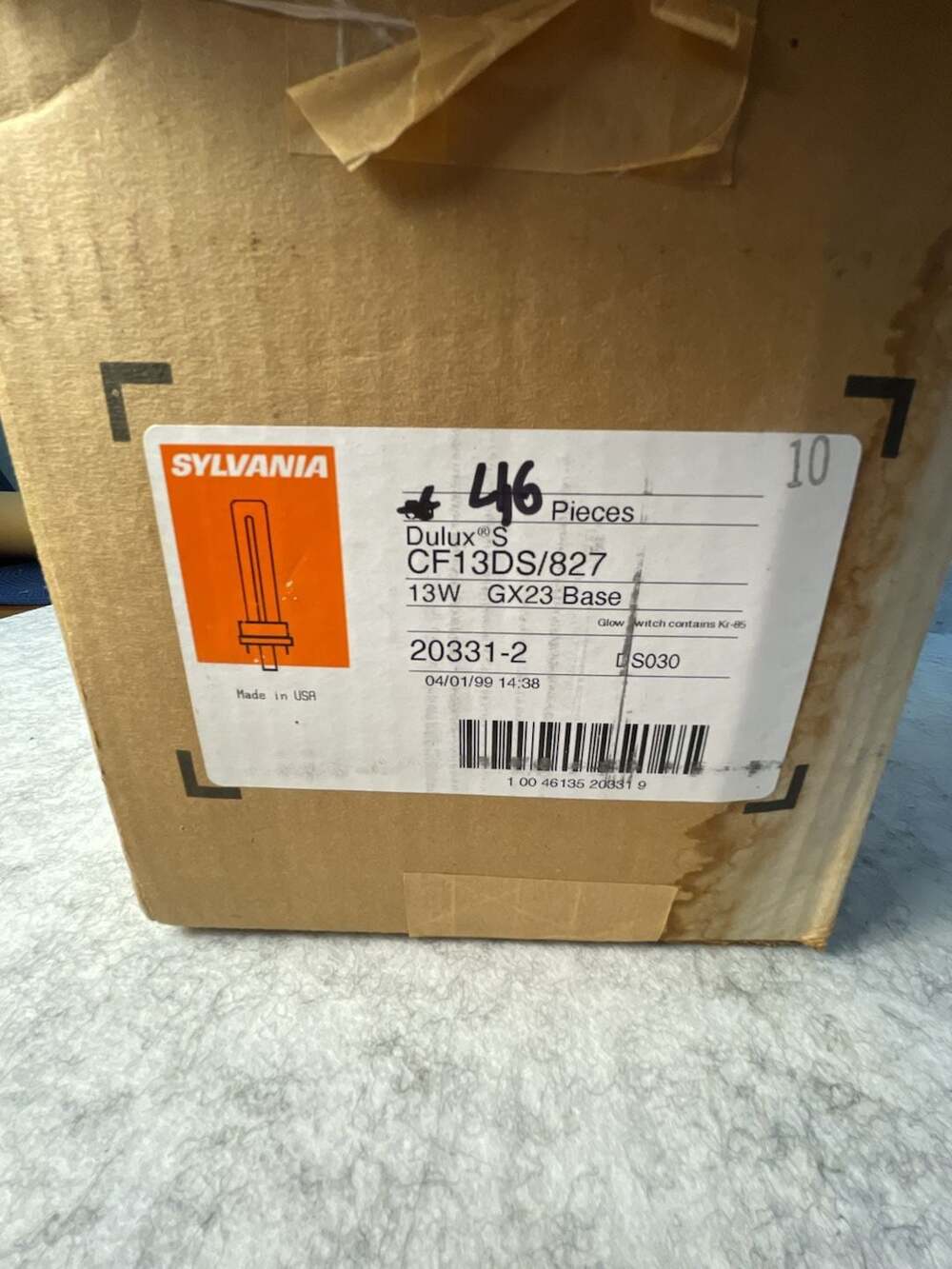 Sylvania Dulux S CFL Bulb CF13DS/827 GX23 Base (46 Piece Bulk Lot)